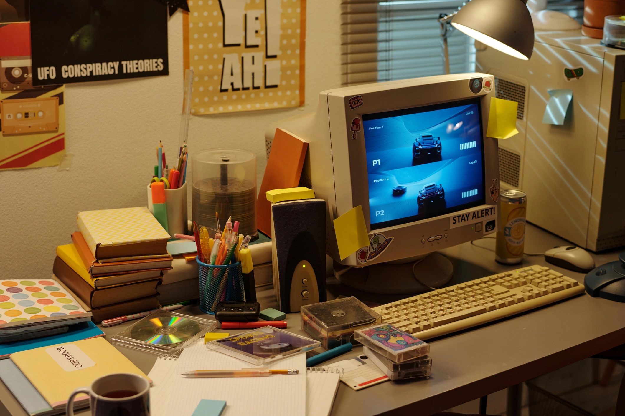 Organized office desk with computer and work materials